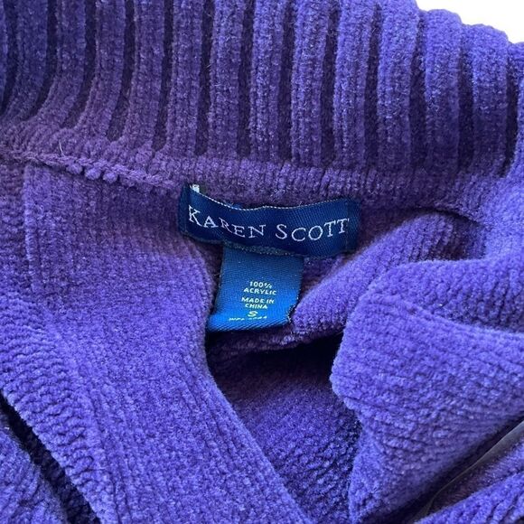 KAREN Scott Pullover Sweater Size S Purple Wide rib pattern - Picture 13 of 15
